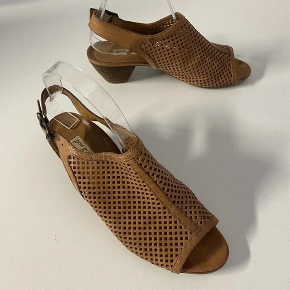 Paul Green Lois Slingback Perforated Leather Sandal Cognac Open Toe 5 UK… - Picture 7 of 9
